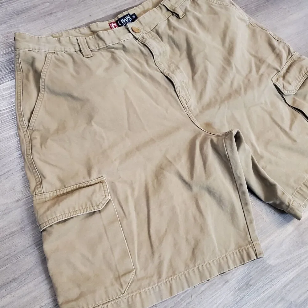 Chaps Polo Ralph Lauren Cargo Shorts Mens Sz 38 Tan Cotton Multi-Pocket Utility